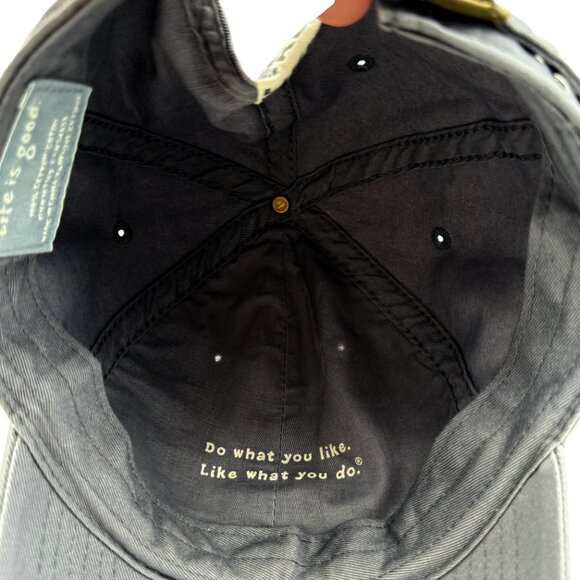 LIFE IS GOOD Gray Washed Flag Patch Cap — Vintage Look Strap back Hat Distressed - Picture 11 of 12